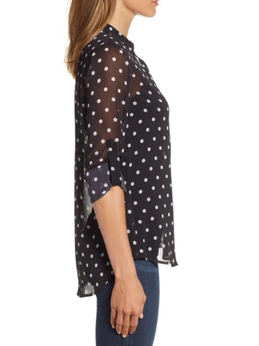 KUT from the Kloth Jasmine Polka Dot Sheer Blouse S NWOT - Picture 3 of 7